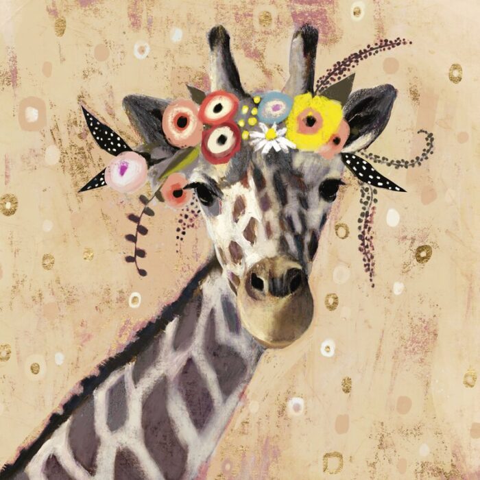 ” Klimt Giraffe II ” by Victoria Borges Painting Print - Chic Decora