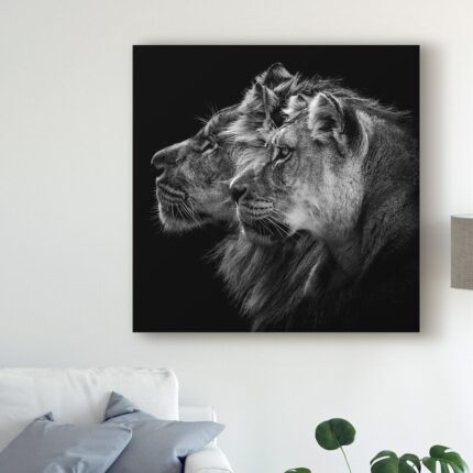 ” Lion And Lioness Portrait ” by Laurent Lothare Dambreville - Chic Decora