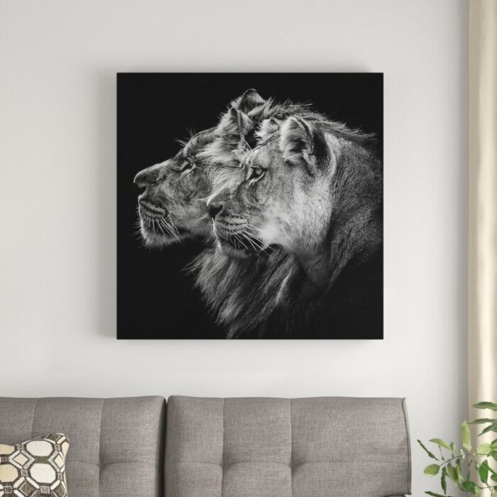 ” Lion And Lioness Portrait ” by Laurent Lothare Dambreville - Chic Decora