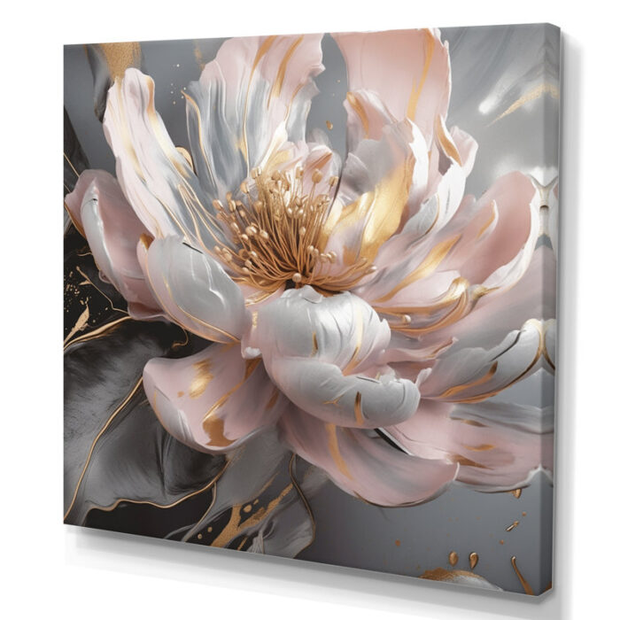 ” Marble Pink Gold Peony Flower III “ - Chic Decora