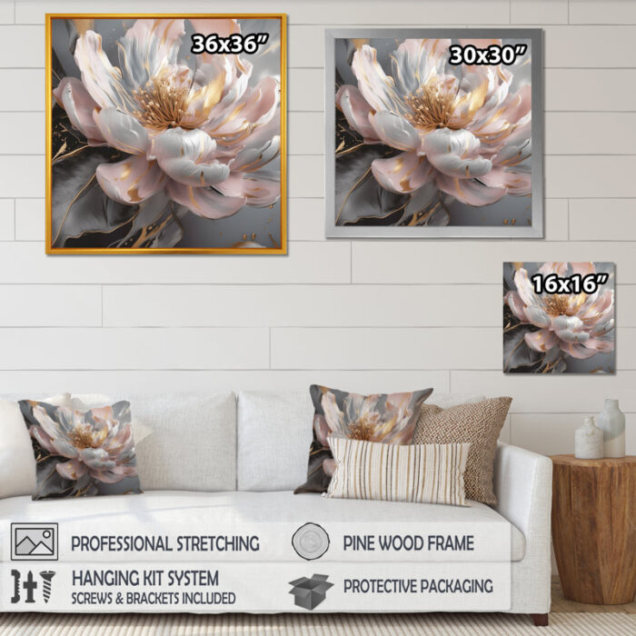 ” Marble Pink Gold Peony Flower III “ - Chic Decora