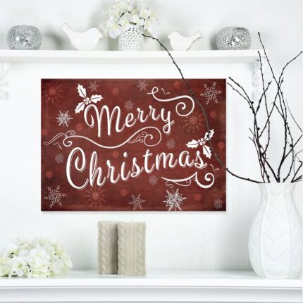 ” Merry Christmas Season Greetings On Red “ - Chic Decora