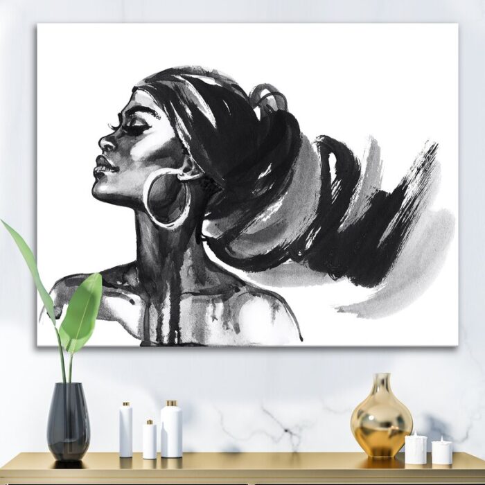 ” Monochrome Portrait Of African American Woman IV ” Painting Print - Chic Decora