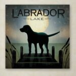 ” Moonrise Black Dog Labrador Lake ” by Ryan Fowler - Chic Decora