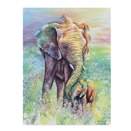 ” Mother & Baby Elephant Rainbow Colors ” by Michelle Faber - Chic Decora