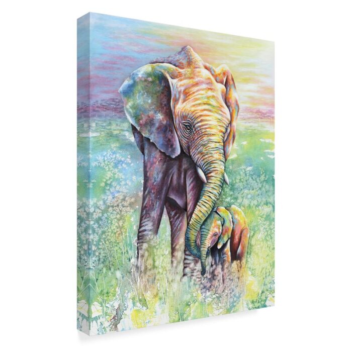 ” Mother & Baby Elephant Rainbow Colors ” by Michelle Faber - Chic Decora