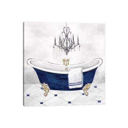 ” Navy Blue Bath II ” by Cynthia Coulter Painting Print - Chic Decora