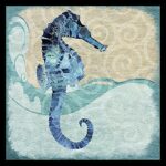 ” Ocean Seahorse – Colorful Blue Green Coastal Nautical Sea Life ” by Jill Meyer - Chic Decora