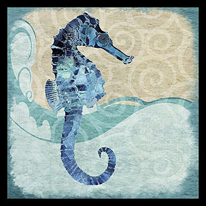 ” Ocean Seahorse – Colorful Blue Green Coastal Nautical Sea Life ” by Jill Meyer - Chic Decora