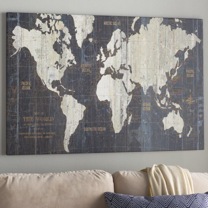 ” Old World Map Blue ” by Wild Apple Portfolio - Chic Decora