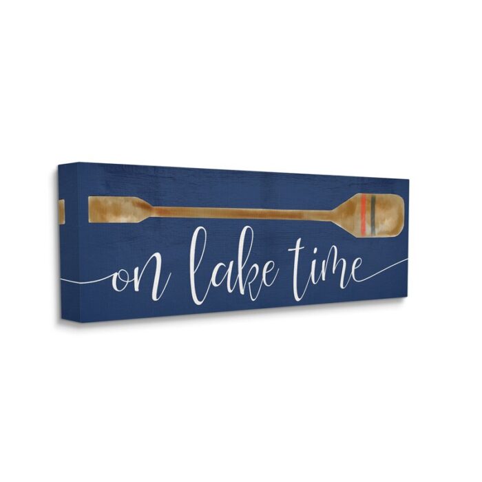 ” On Lake Time Phrase Boat Oar Over Blue “ - Chic Decora