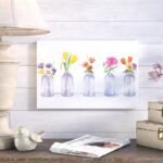 ” Painted Flowers In Glass Jars ” Painting Print - Chic Decora