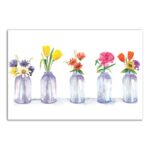 ” Painted Flowers In Glass Jars ” Painting Print - Chic Decora