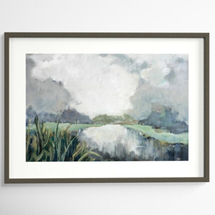 ” Tree By River First Rays Of Afternoon Sun ” Painting Print - Chic Decora