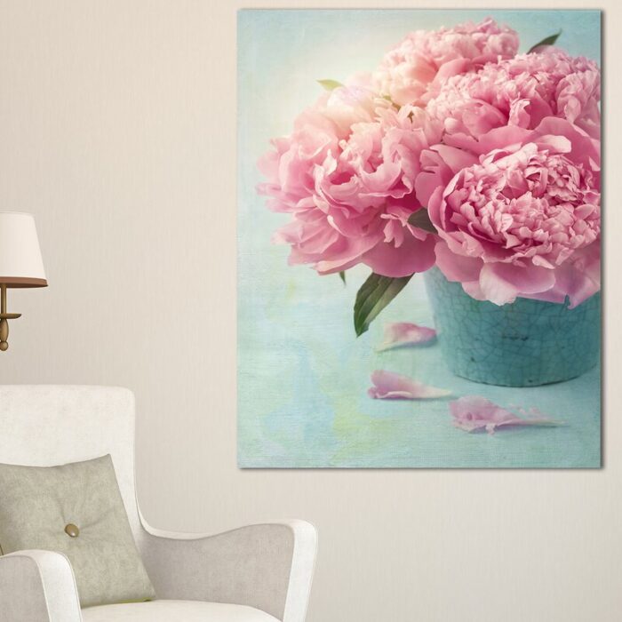 ” Pink Peony Flowers In Vase “ - Chic Decora