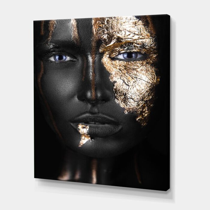 ” Portrait Of A Afro American Girl With Gold Makeup “ - Chic Decora