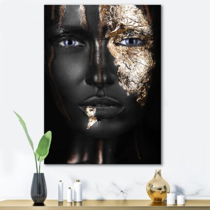 ” Portrait Of A Afro American Girl With Gold Makeup “ - Chic Decora