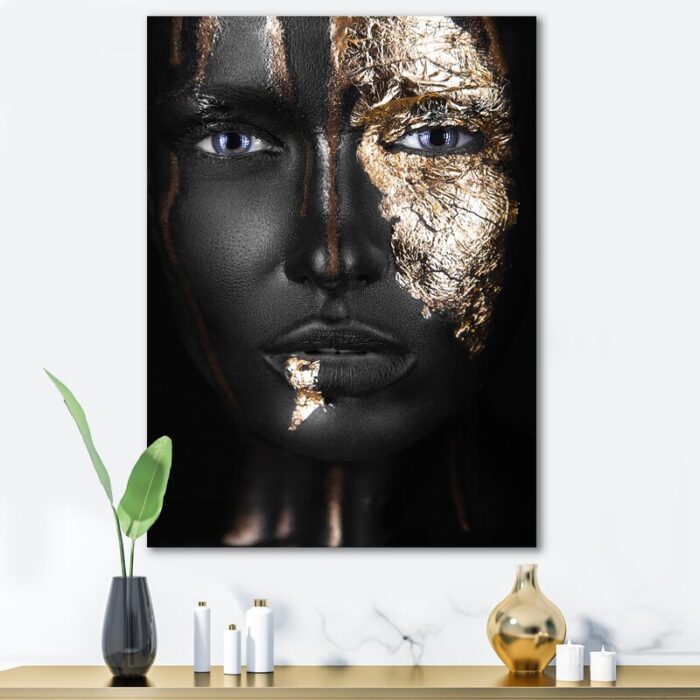 ” Portrait Of A Afro American Girl With Gold Makeup “ - Chic Decora