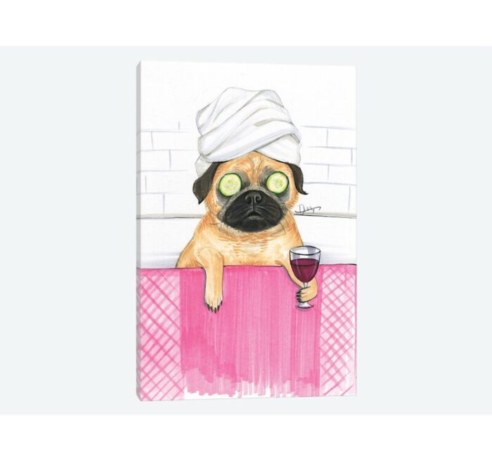 ” Pug Bath ” by Rongrong DeVoe - Chic Decora