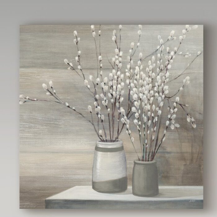 ” Pussy Willow Still Life Gray Pots Crop “ - Chic Decora