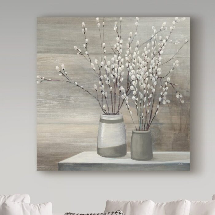 ” Pussy Willow Still Life Gray Pots Crop “ - Chic Decora