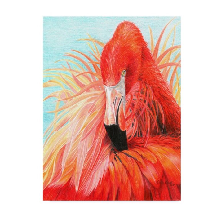 ” Red Flamingo On Blue ” by Carla Kurt - Chic Decora