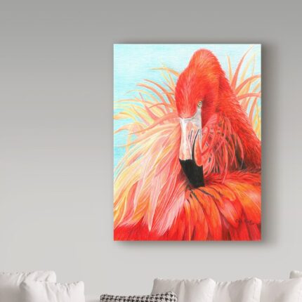 ” Red Flamingo On Blue ” by Carla Kurt - Chic Decora