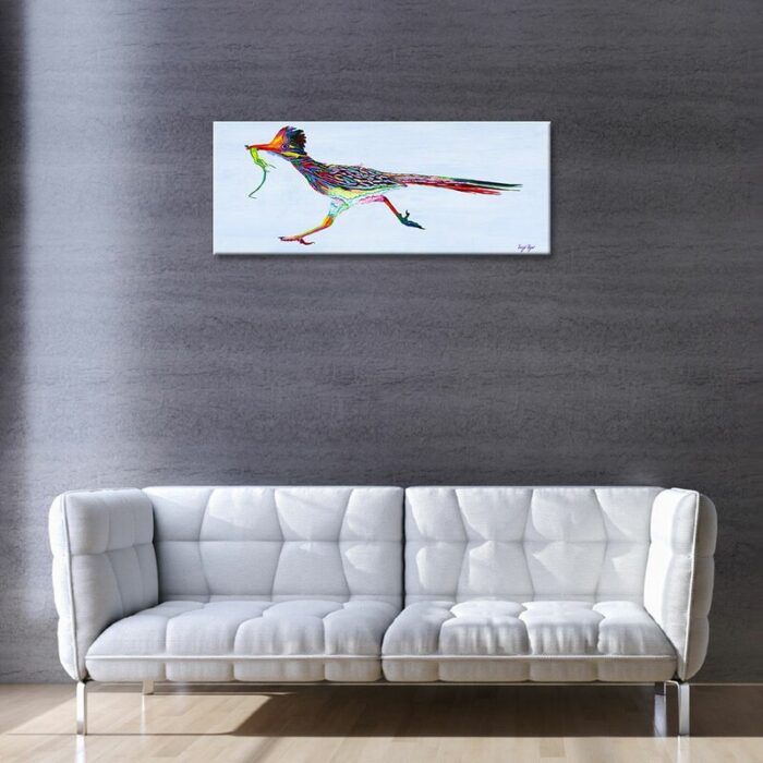 “Road Runner” Canvas Art Print by Linzi Lynn Modern Wildlife Wall Decor - Chic Decora