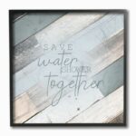 ” Save Water Shower Together Slate Blue Planked Wood Look ” by Kimberly Allen - Chic Decora