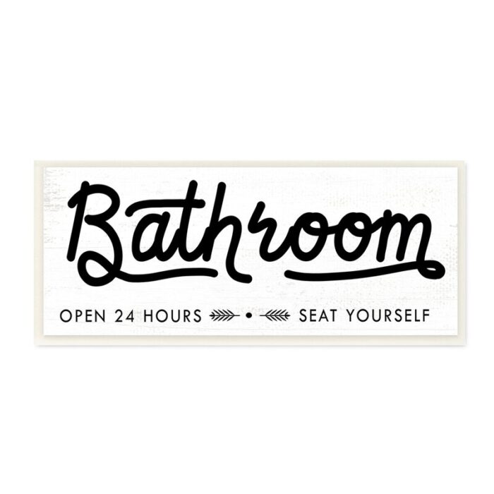 ” Seat Yourself Bathroom Sign Minimal Black White ” by Daphne Polselli - Chic Decora