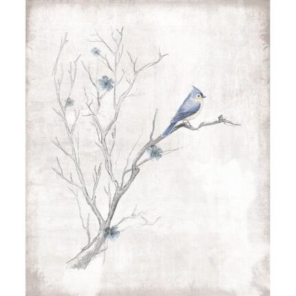 ” Simple Sketched Tree With Blue Bird “ - Chic Decora