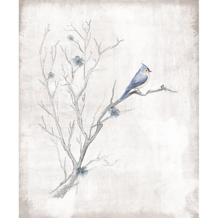 ” Simple Sketched Tree With Blue Bird “ - Chic Decora