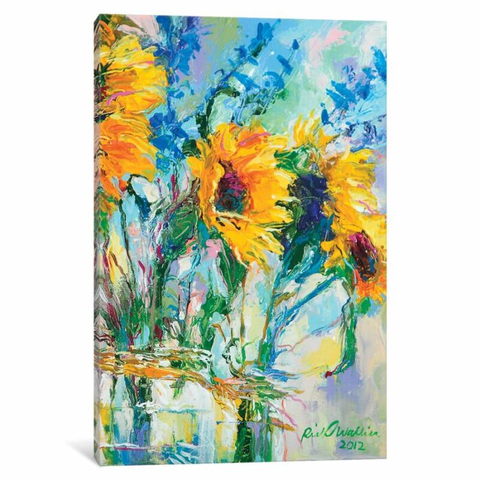 ” Sunflowers In Glass Bottles ” by Richard Wallich - Chic Decora