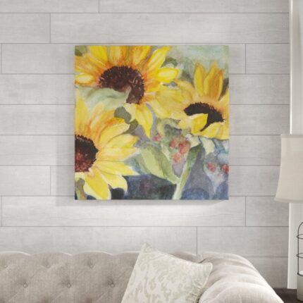 ” Sunflowers In Watercolor II ” by Sandra Iafrate Painting Print - Chic Decora