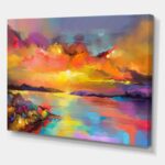 ” Sunset Painting With Colorful Reflections I ” Painting Print - Chic Decora