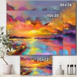 ” Sunset Painting With Colorful Reflections I ” Painting Print - Chic Decora