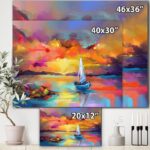 ” Sunset Painting With Colorful Reflections II ” Painting Print - Chic Decora