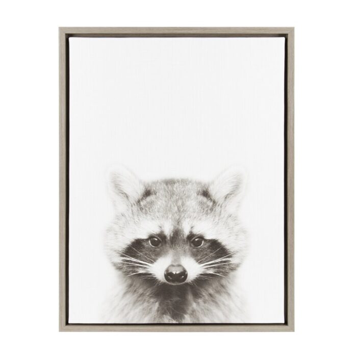 ” Sylvie Raccoon Black And White Portrait Gray ” by Simon Te Tai - Chic Decora