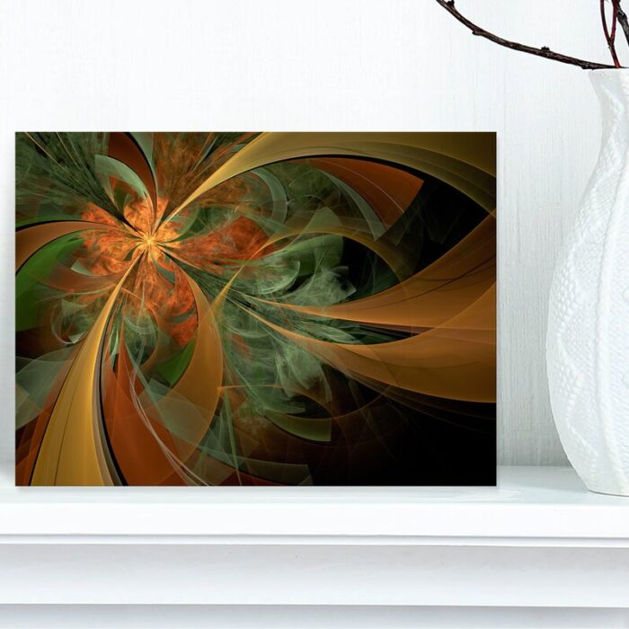 ” Symmetrical Orange Digital Fractal Flower “ - Chic Decora