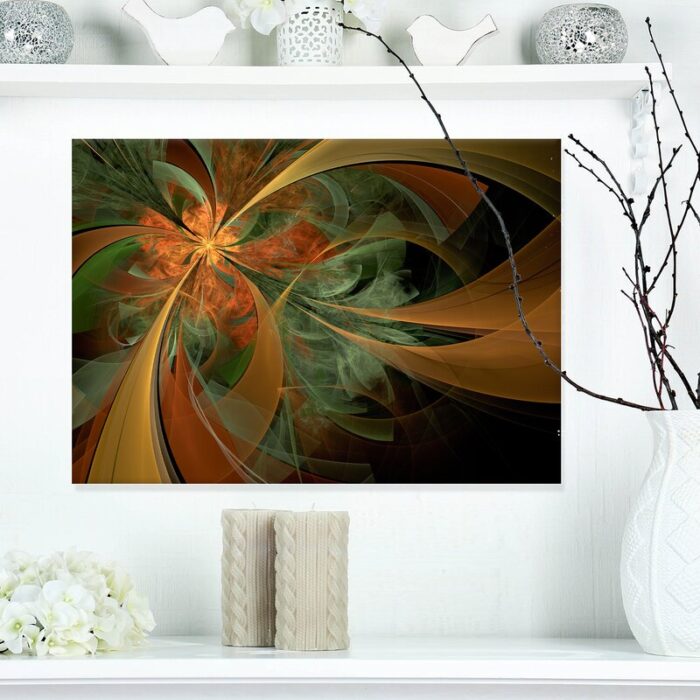 ” Symmetrical Orange Digital Fractal Flower “ - Chic Decora