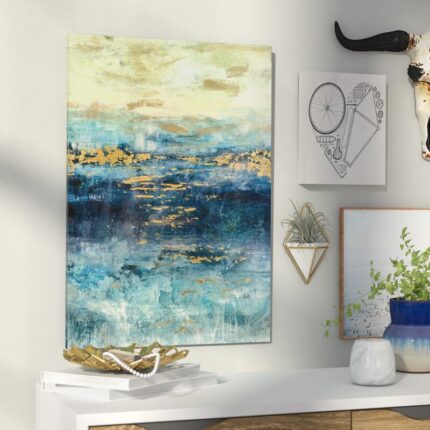 ” Teal & Gold Scape ” by Julian Spencer Painting Print - Chic Decora