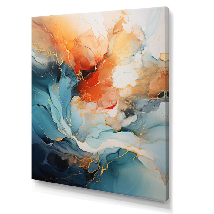 ” Teal Orange Bold Abstract Flow Collage II “ - Chic Decora