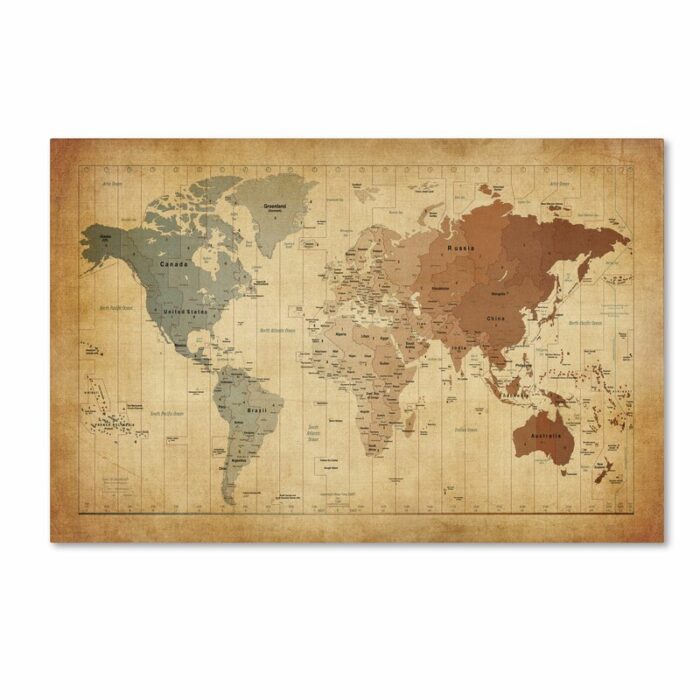 ” Time Zones Map Of The World ” by Michael Tompsett - Chic Decora