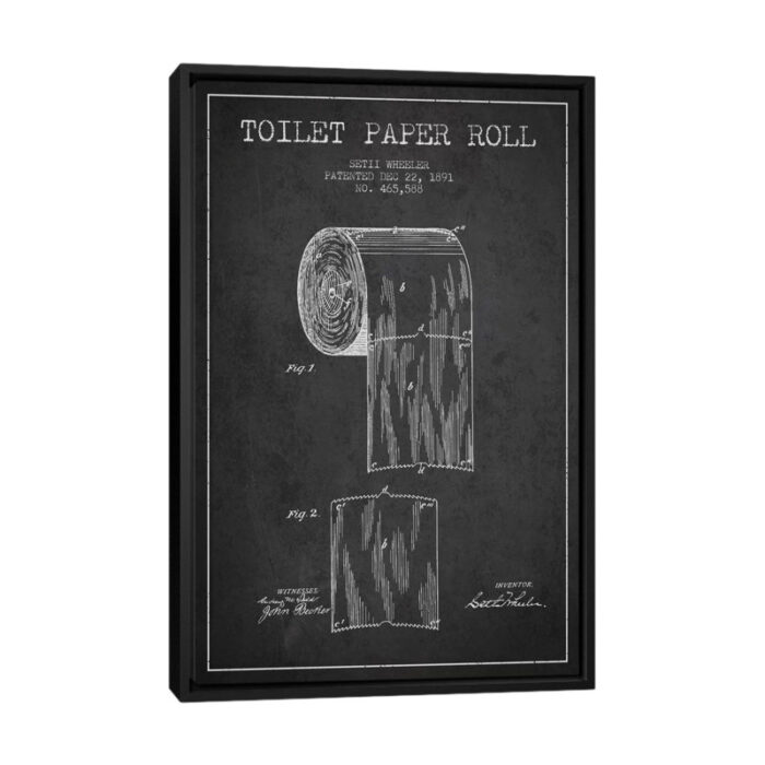 ” Toilet Paper Charcoal Patent Blueprint ” by Aged Pixel - Chic Decora