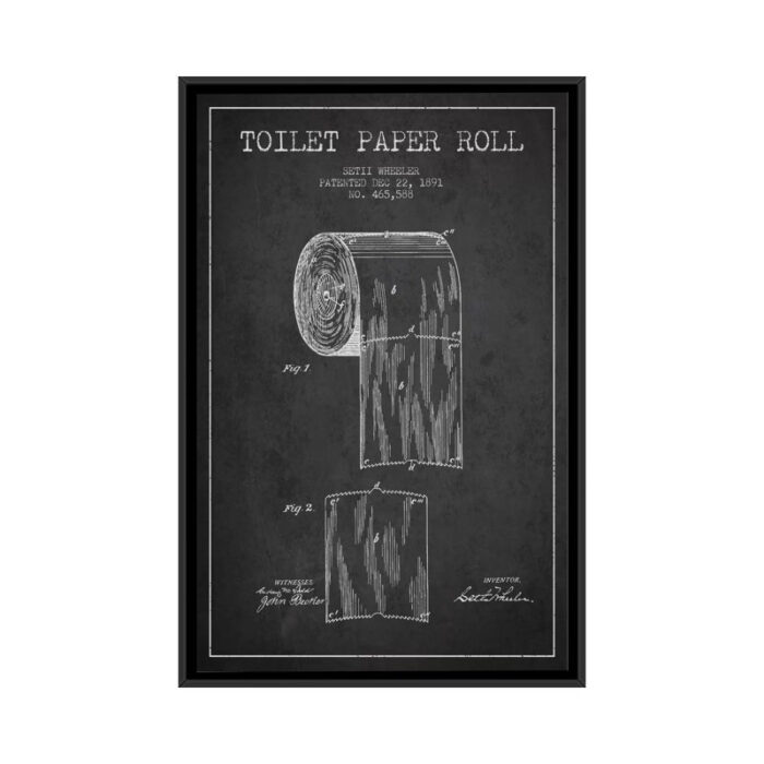 ” Toilet Paper Charcoal Patent Blueprint ” by Aged Pixel - Chic Decora