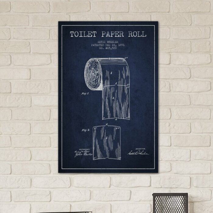 ” Toilet Paper Navy Blue Patent Blueprint ” by Aged Pixel - Chic Decora