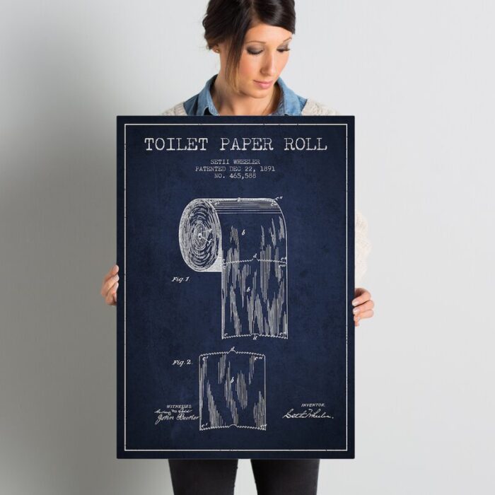 ” Toilet Paper Navy Blue Patent Blueprint ” by Aged Pixel - Chic Decora