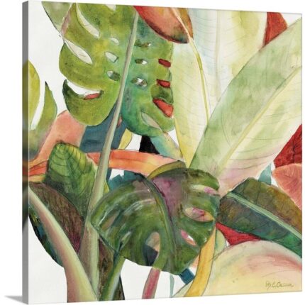 ” Tropical Lush Garden Square I ” by Marie Elaine Cusson Painting Print - Chic Decora