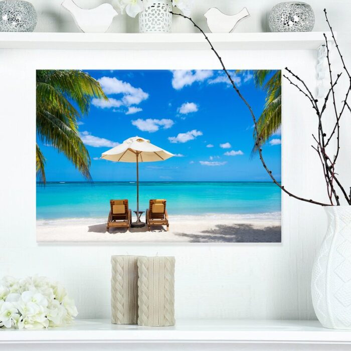 ” Turquoise Beach With Chairs “ - Chic Decora