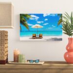 ” Turquoise Beach With Chairs “ - Chic Decora